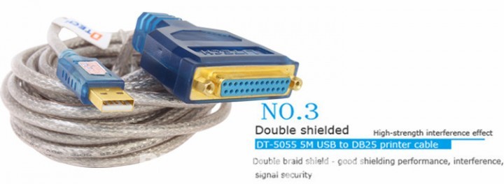 DTECH USB 2.0 AM To Standard DB25 Parallel Printer Cable 5m